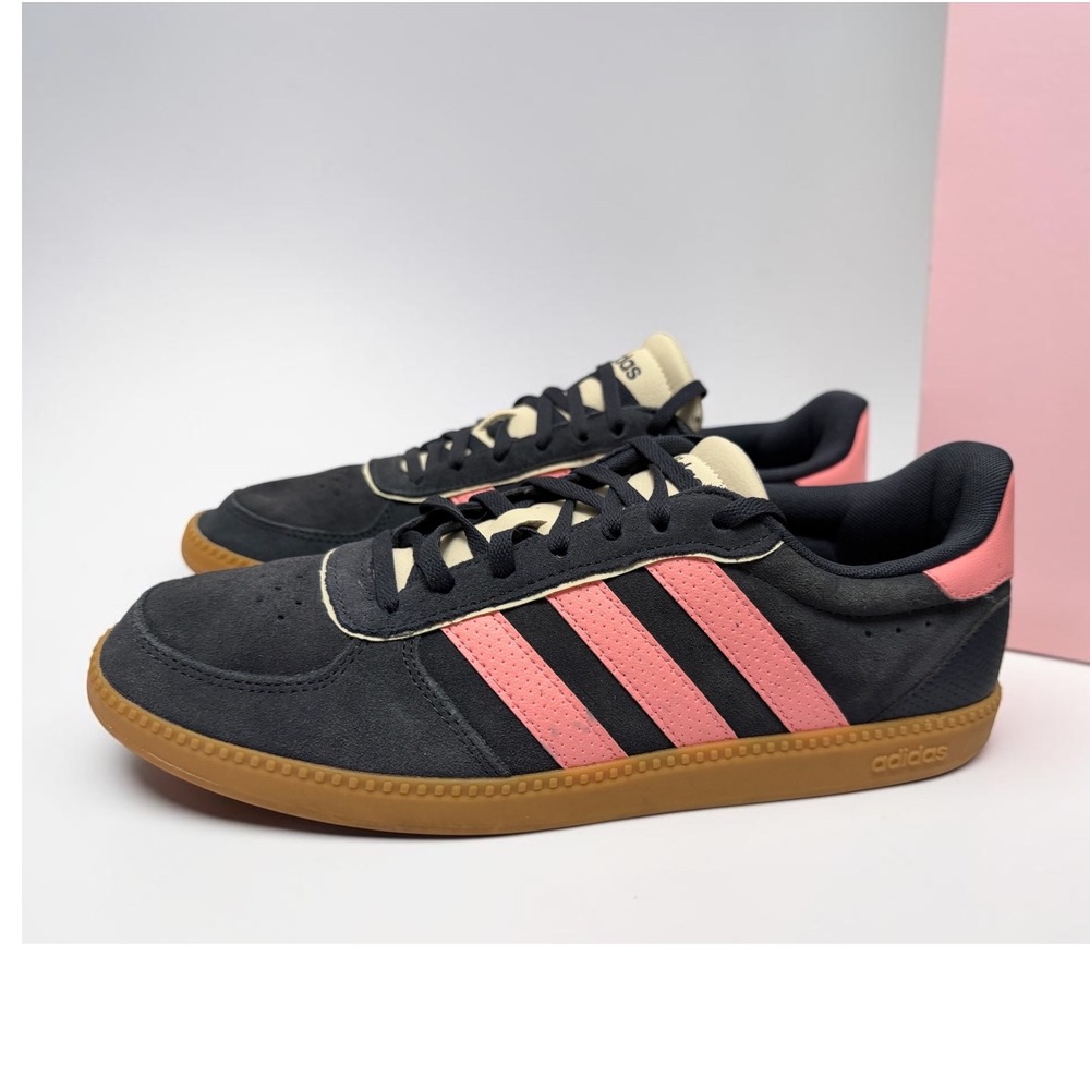 Adidas VL Court 2.0 Navy Pink Suede Gum Sole Sneakers Womens 9.5